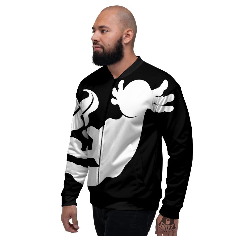Axolotl White And Black Print Men's Bomber Jacket-grizzshop