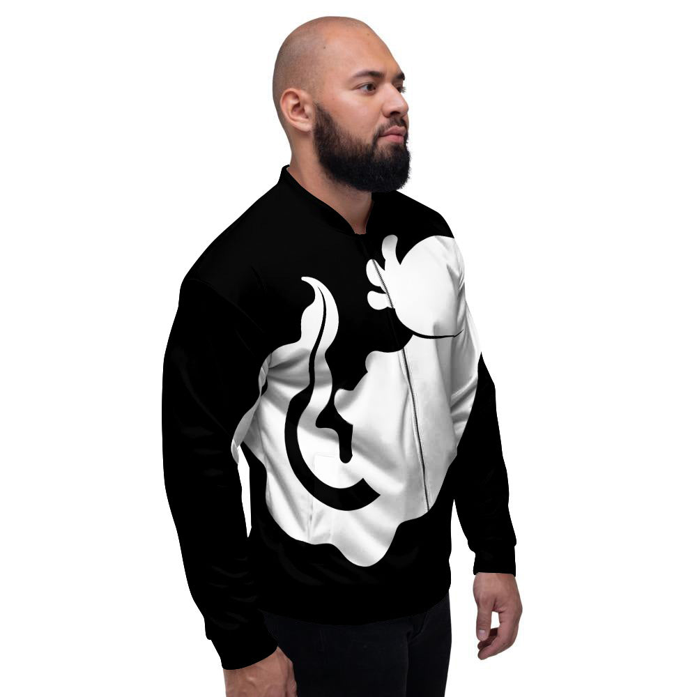 Axolotl White And Black Print Men's Bomber Jacket-grizzshop