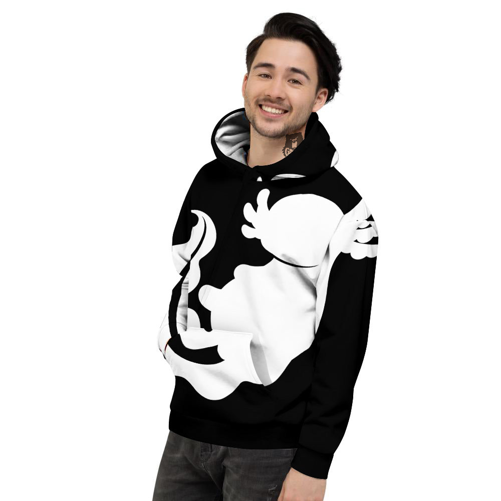 Axolotl White And Black Print Men's Hoodie-grizzshop