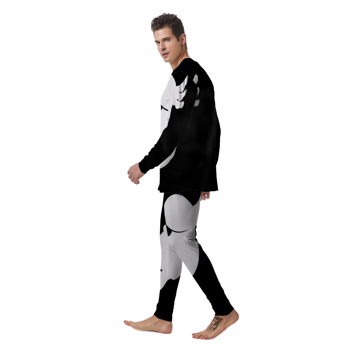 Axolotl White And Black Print Men's Pajamas-grizzshop