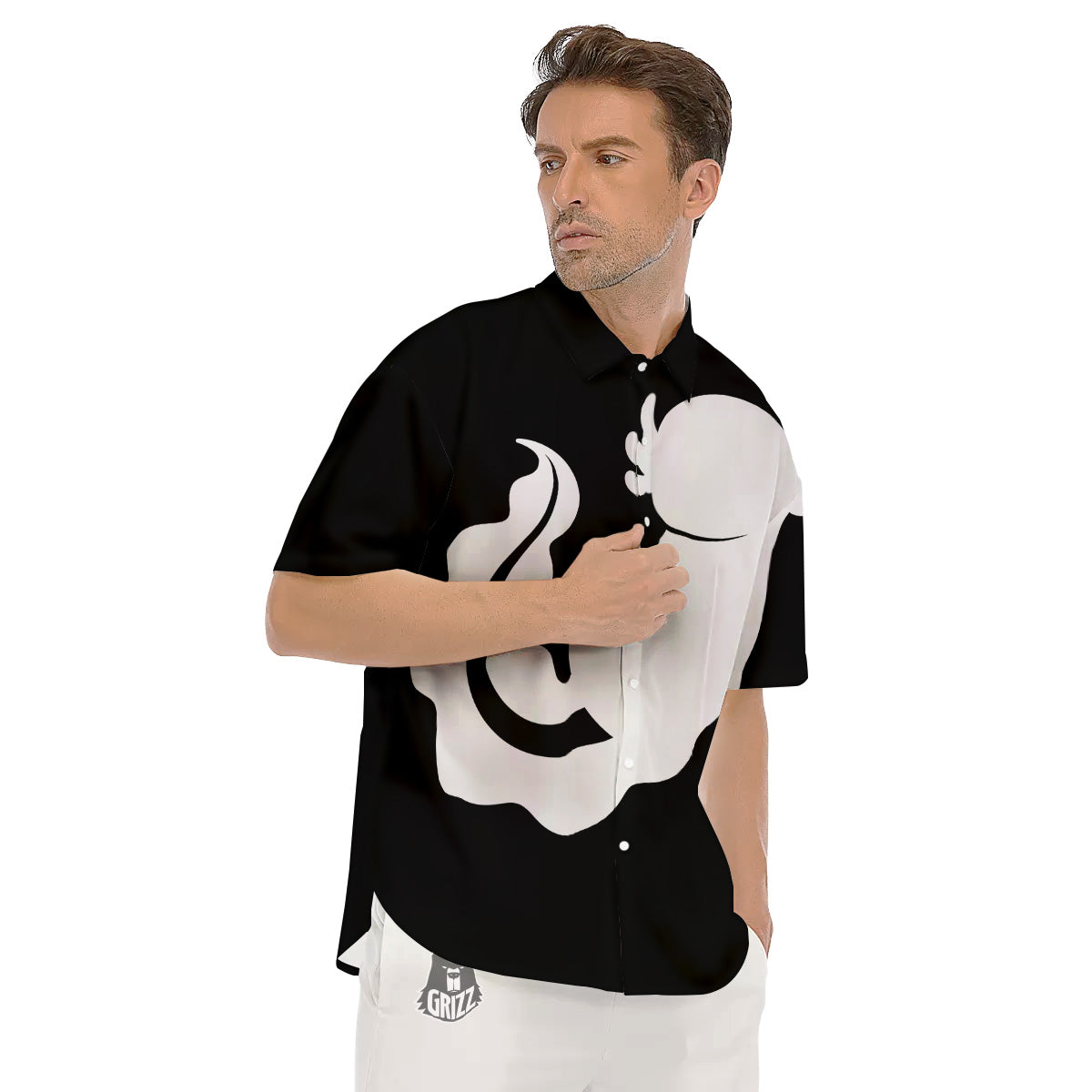 Axolotl White And Black Print Men's Short Sleeve Shirts-grizzshop