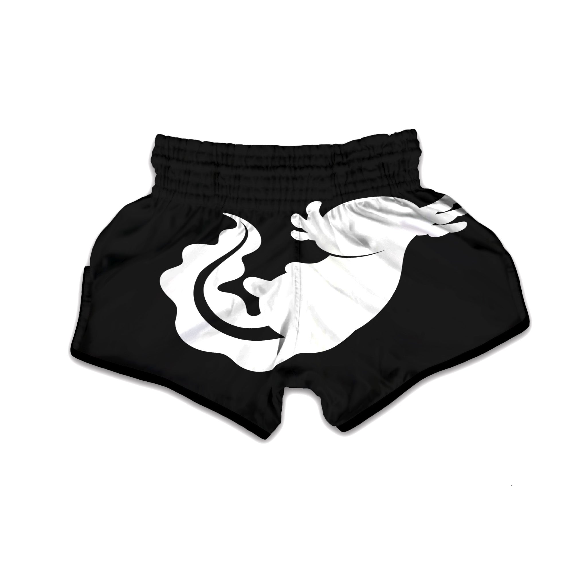 Axolotl White And Black Print Muay Thai Boxing Shorts-grizzshop