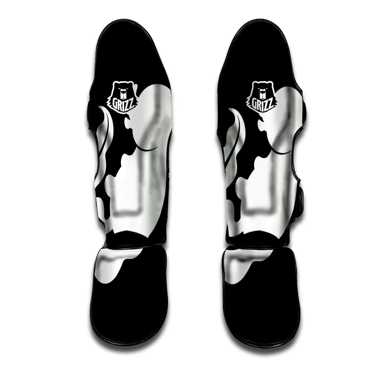 Axolotl White And Black Print Muay Thai Shin Guards-grizzshop