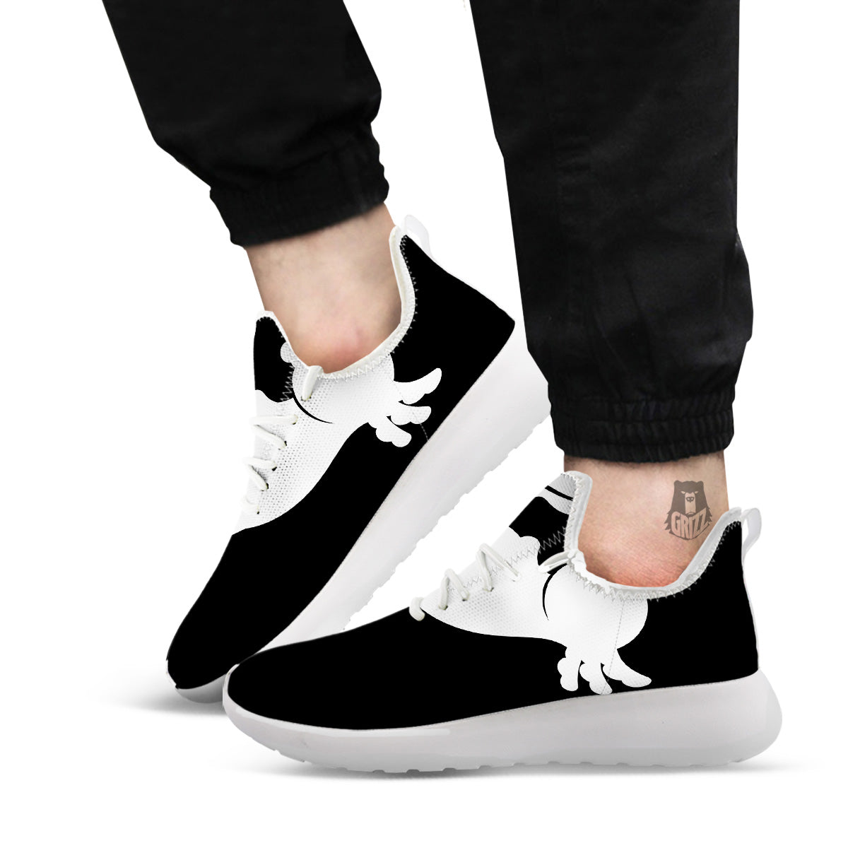 Axolotl White And Black Print White Athletic Shoes-grizzshop