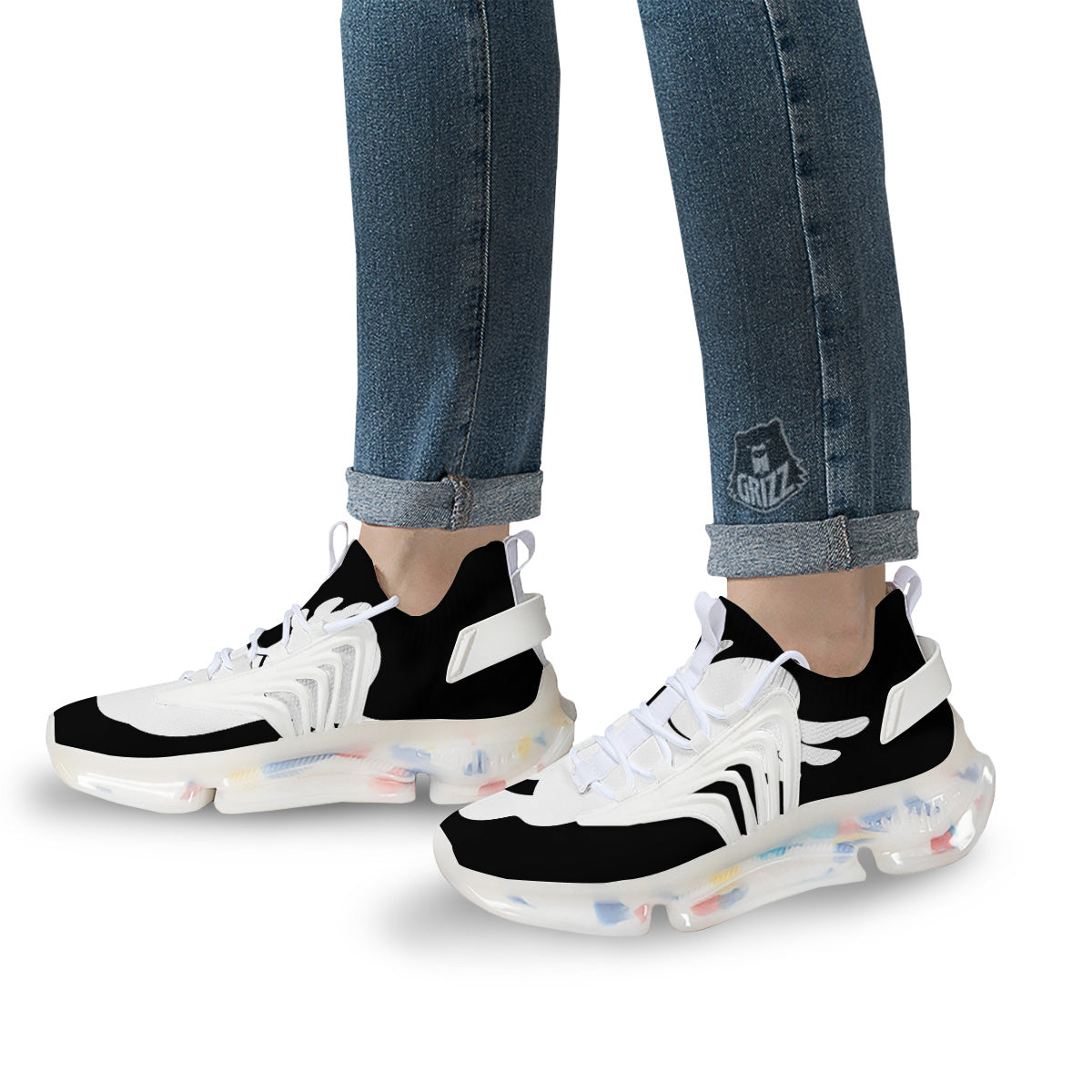 Axolotl White And Black Print White Gym Shoes-grizzshop