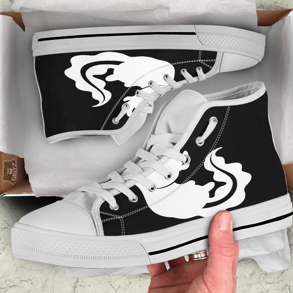 Axolotl White And Black Print White High Top Shoes-grizzshop