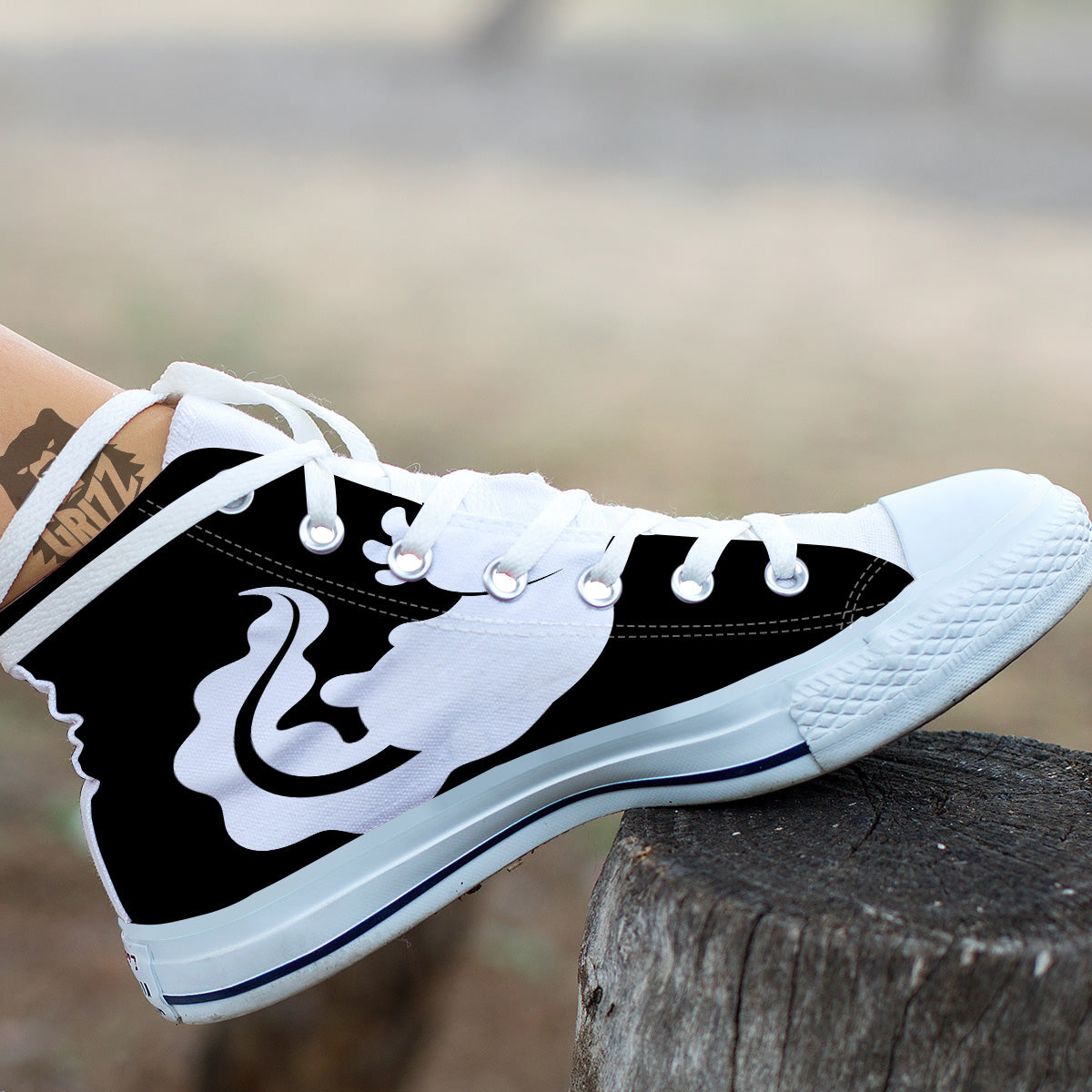 Axolotl White And Black Print White High Top Shoes-grizzshop