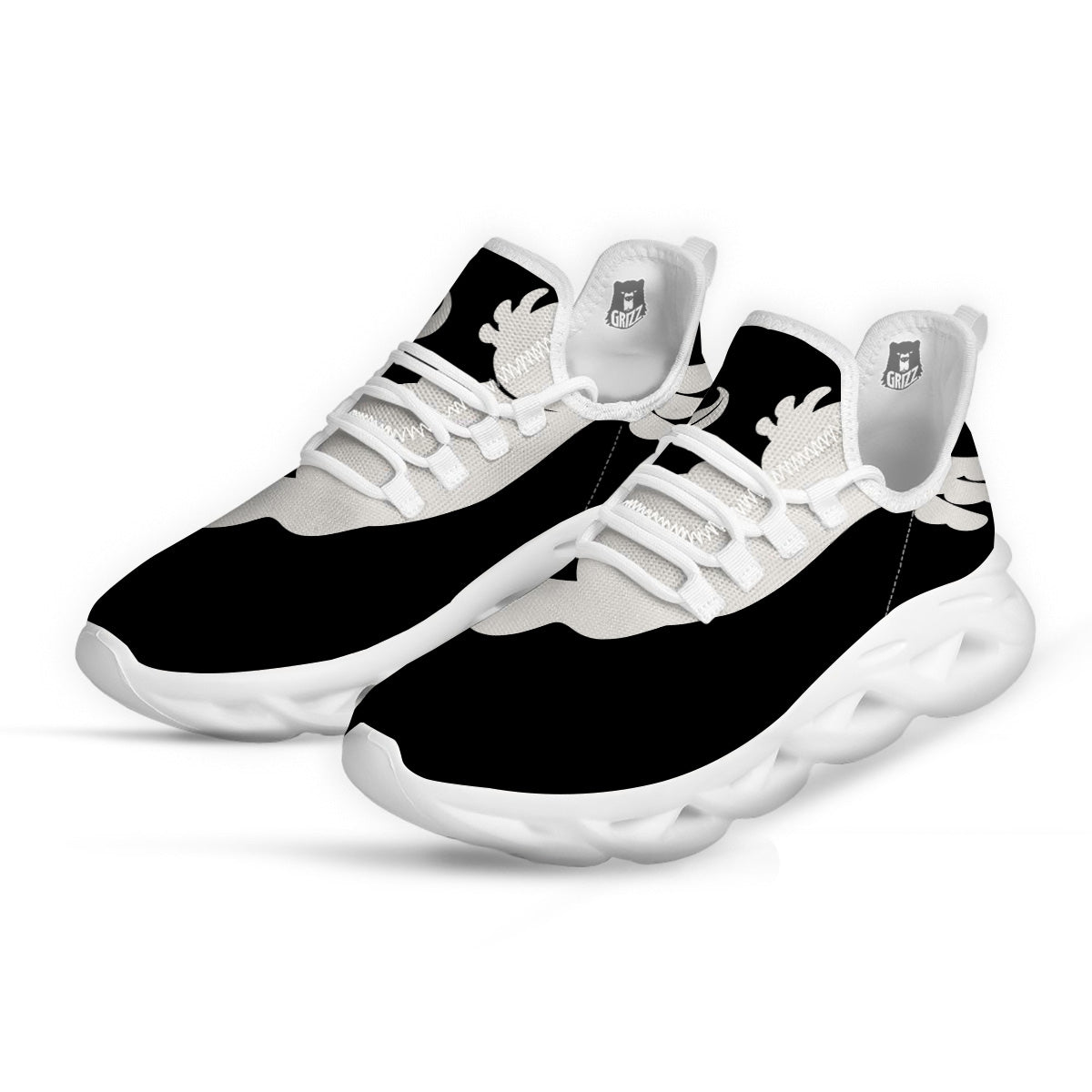 Axolotl White And Black Print White Running Shoes-grizzshop