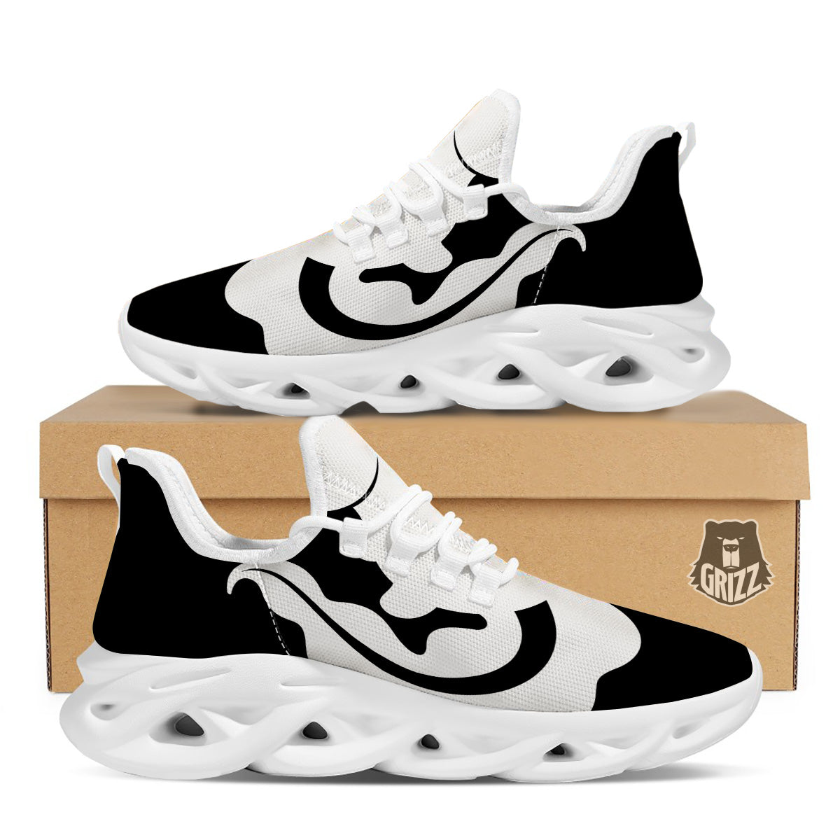 Axolotl White And Black Print White Running Shoes-grizzshop