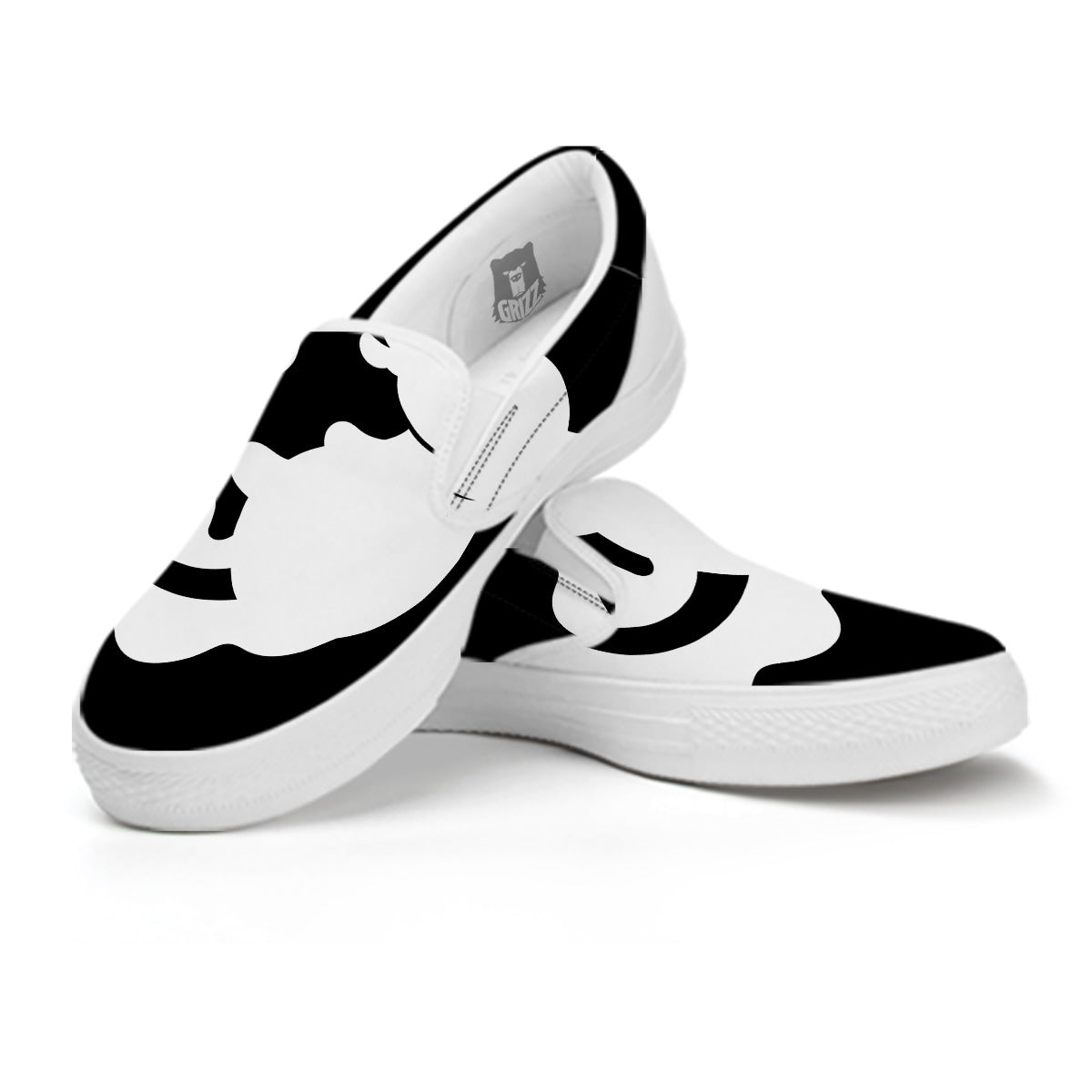 Axolotl White And Black Print White Slip On Shoes-grizzshop