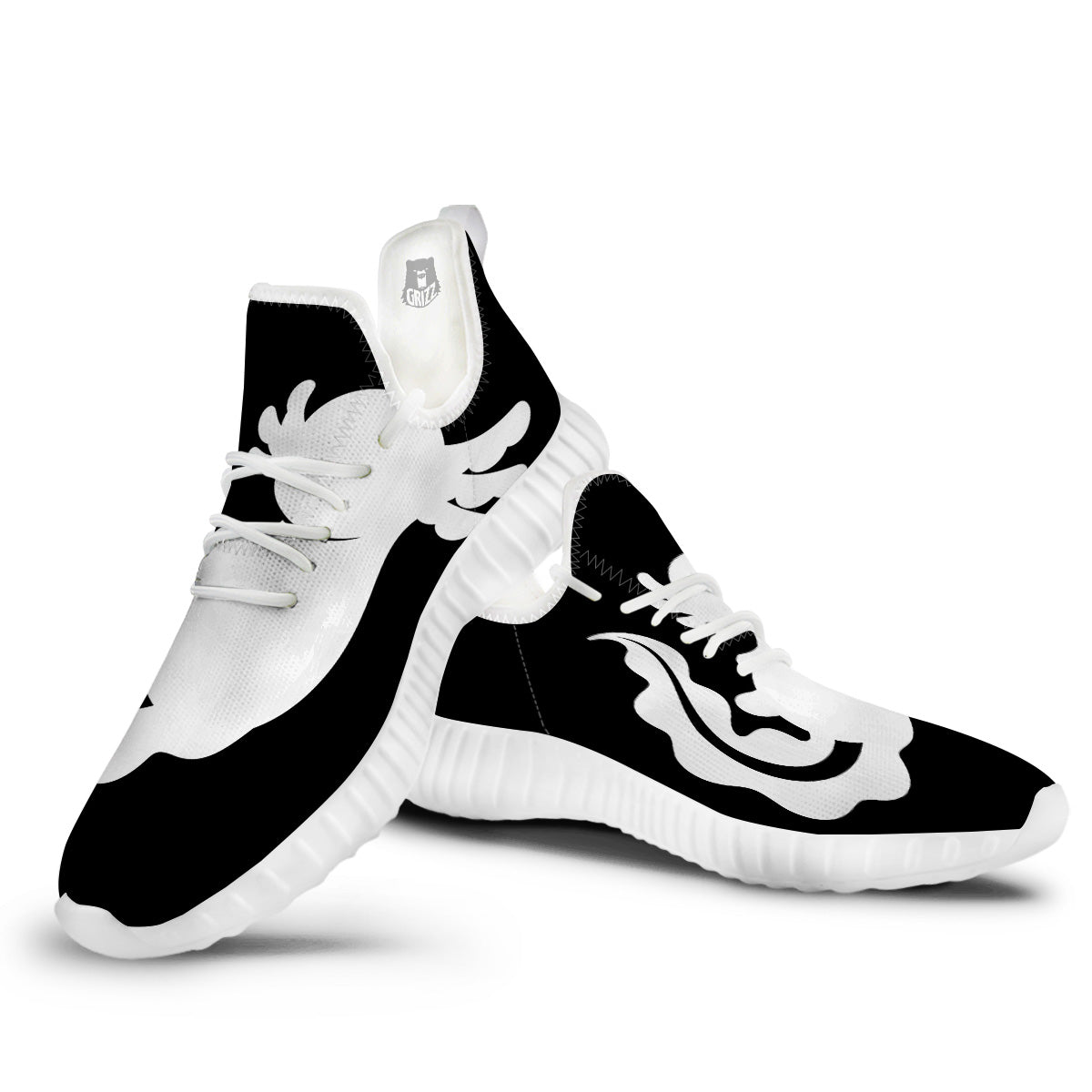 Axolotl White And Black Print White Walking Shoes-grizzshop