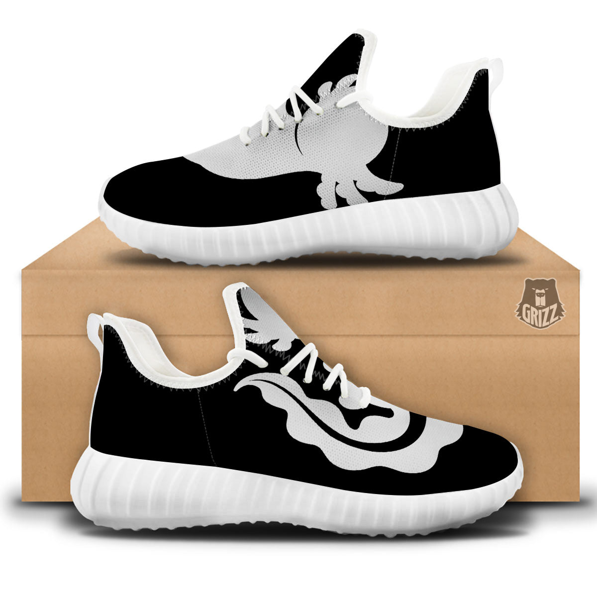 Axolotl White And Black Print White Walking Shoes-grizzshop