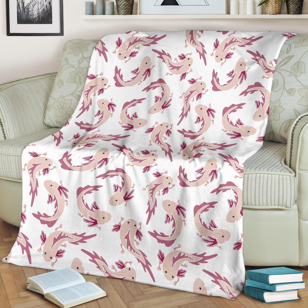 Axolotl White Pattern Print Blanket-grizzshop