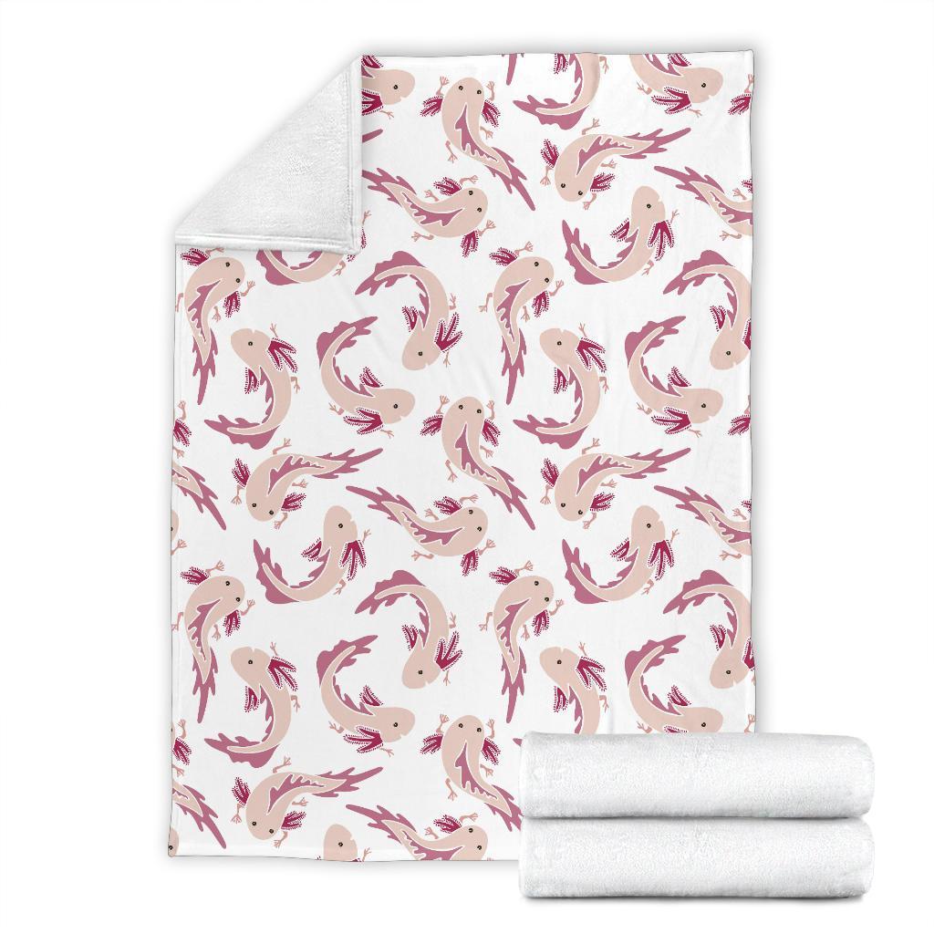 Axolotl White Pattern Print Blanket-grizzshop