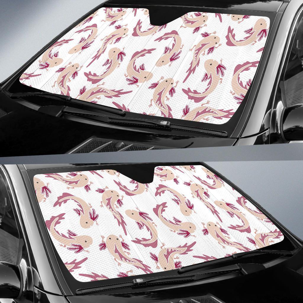 Axolotl White Pattern Print Car Sun Shade-grizzshop