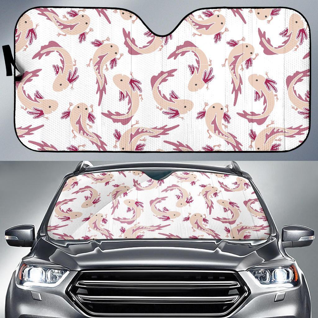 Axolotl White Pattern Print Car Sun Shade-grizzshop