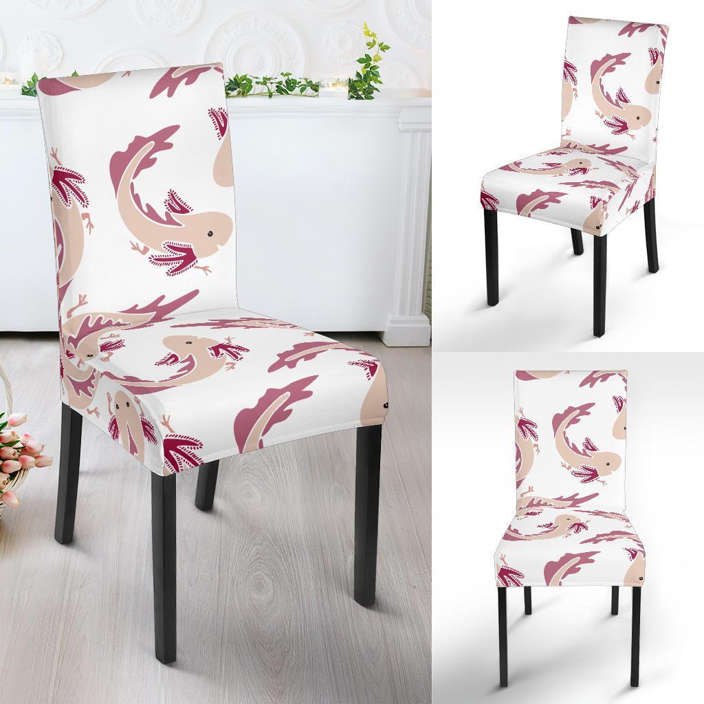 Axolotl White Pattern Print Chair Cover-grizzshop