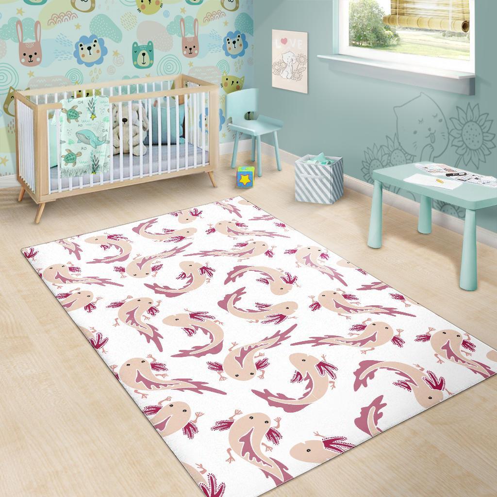 Axolotl White Pattern Print Floor Mat-grizzshop