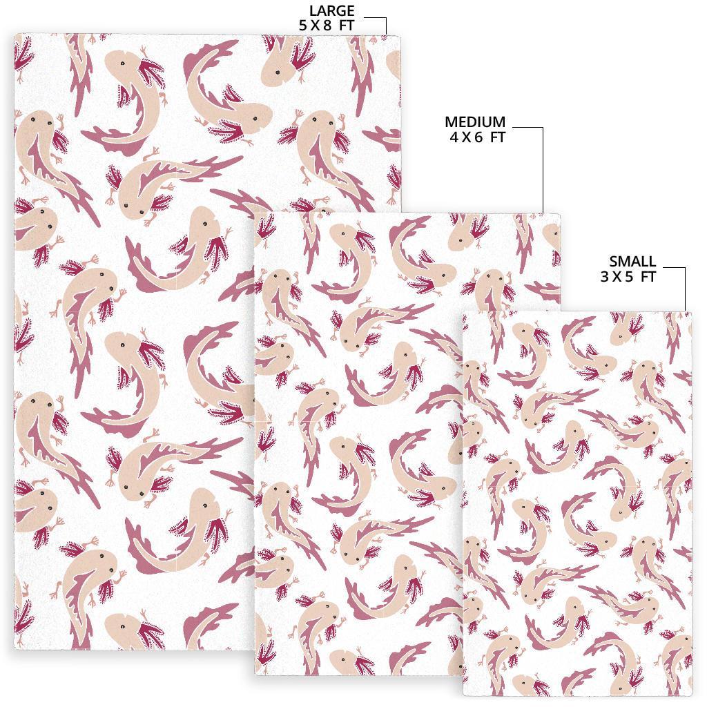 Axolotl White Pattern Print Floor Mat-grizzshop