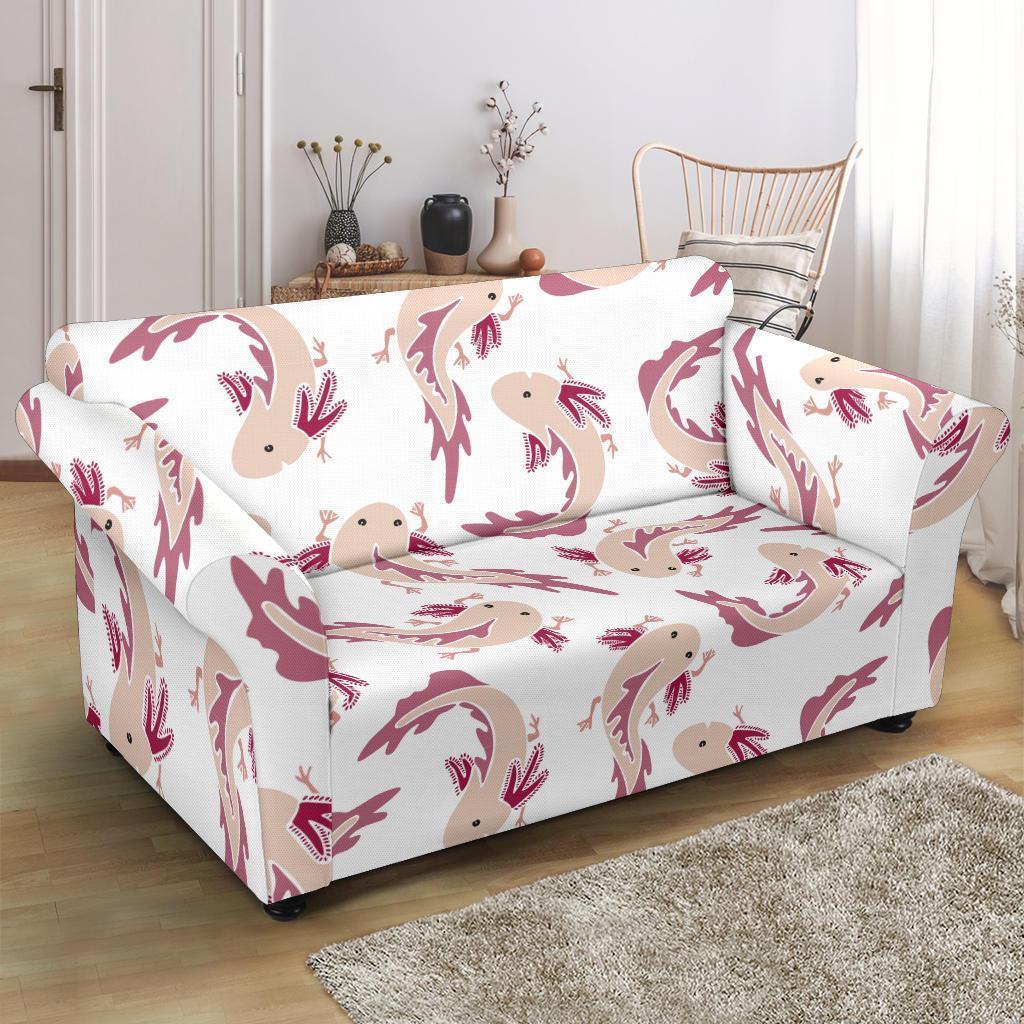 Axolotl White Pattern Print Loveseat Cover-grizzshop