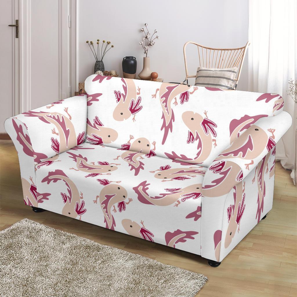 Axolotl White Pattern Print Loveseat Cover-grizzshop