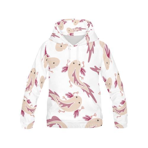 Axolotl White Pattern Print Men Pullover Hoodie-grizzshop