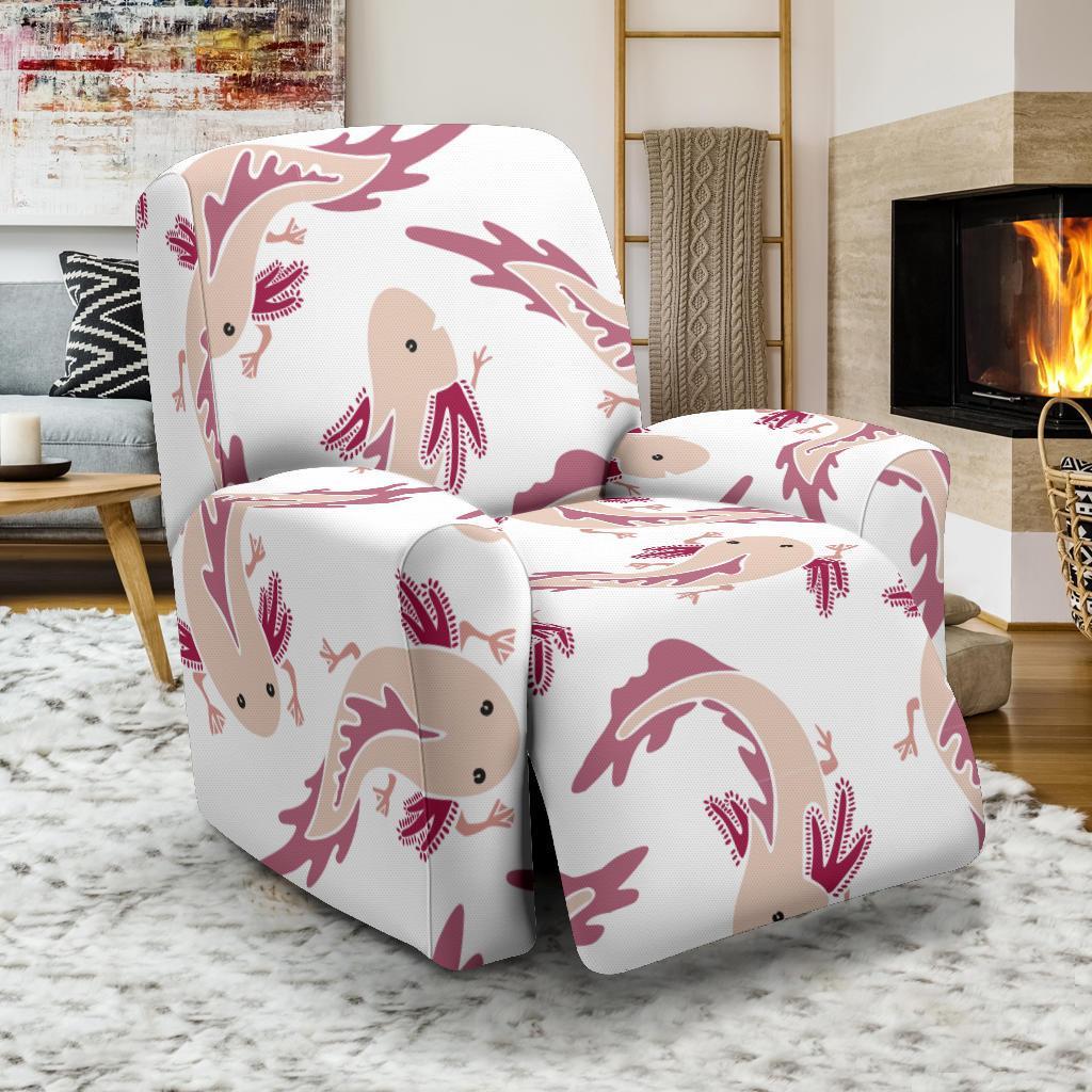 Axolotl White Pattern Print Recliner Cover-grizzshop