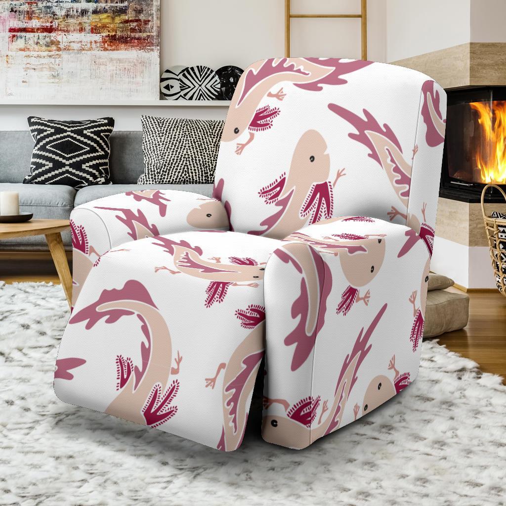 Axolotl White Pattern Print Recliner Cover-grizzshop