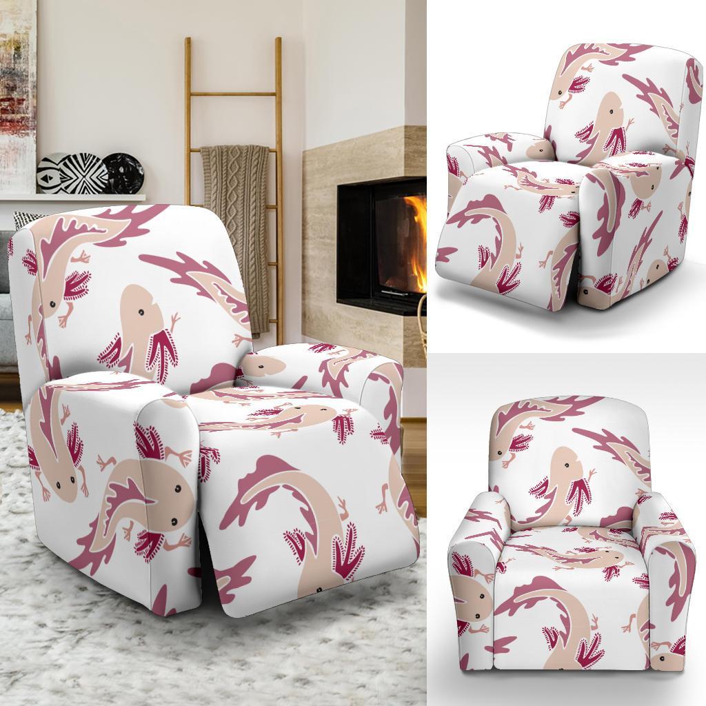 Axolotl White Pattern Print Recliner Cover-grizzshop