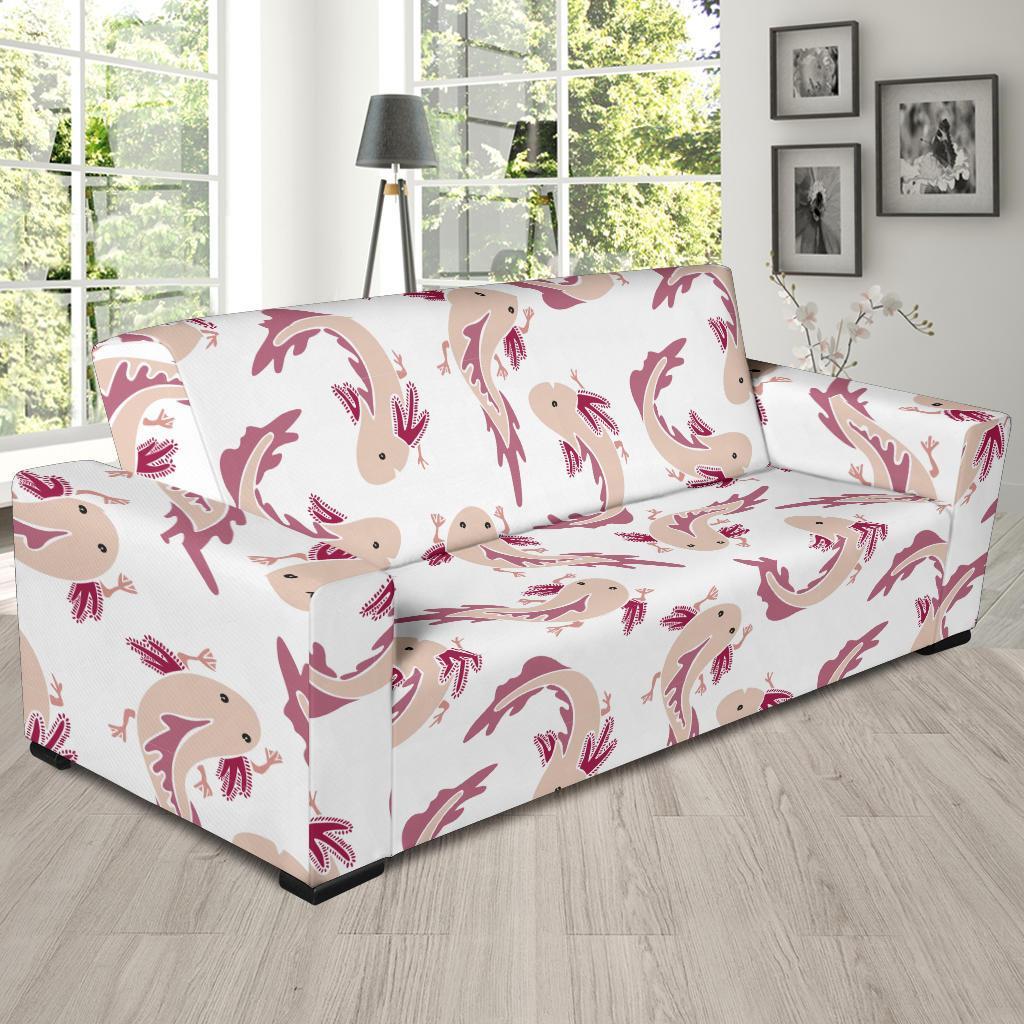 Axolotl White Pattern Print Sofa Covers-grizzshop