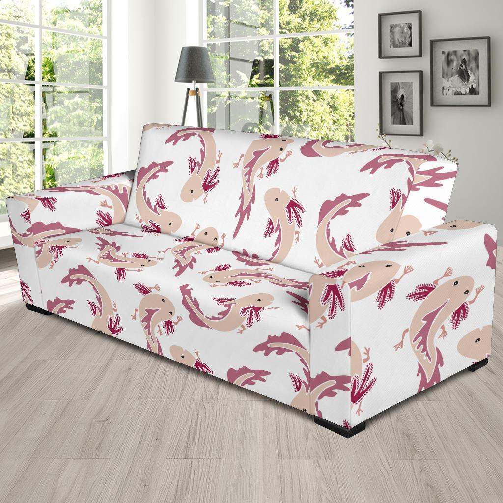 Axolotl White Pattern Print Sofa Covers-grizzshop