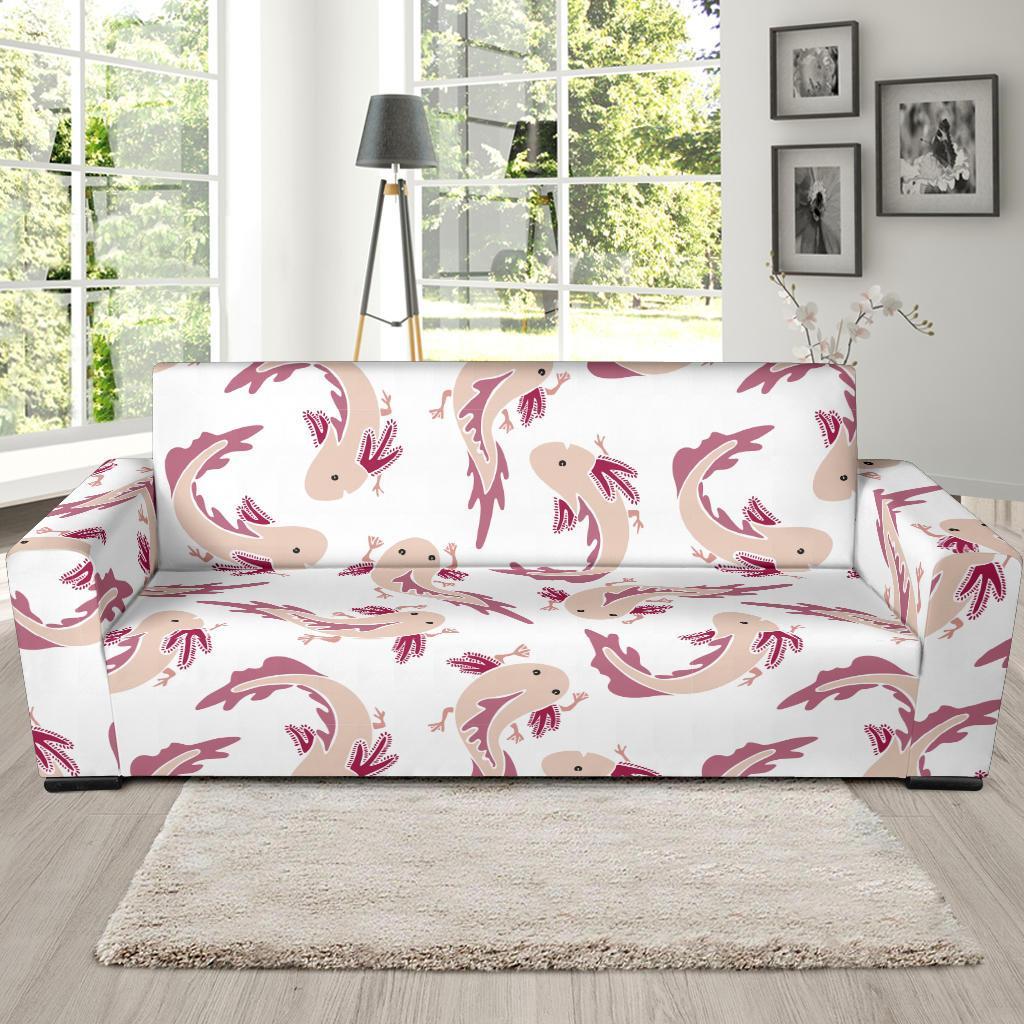 Axolotl White Pattern Print Sofa Covers-grizzshop