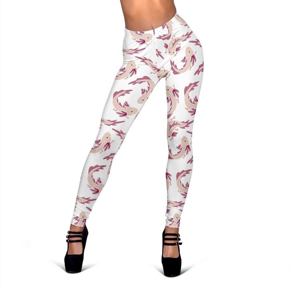 Axolotl White Pattern Print Women Leggings-grizzshop