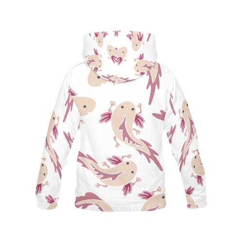 Axolotl White Pattern Print Women Pullover Hoodie-grizzshop