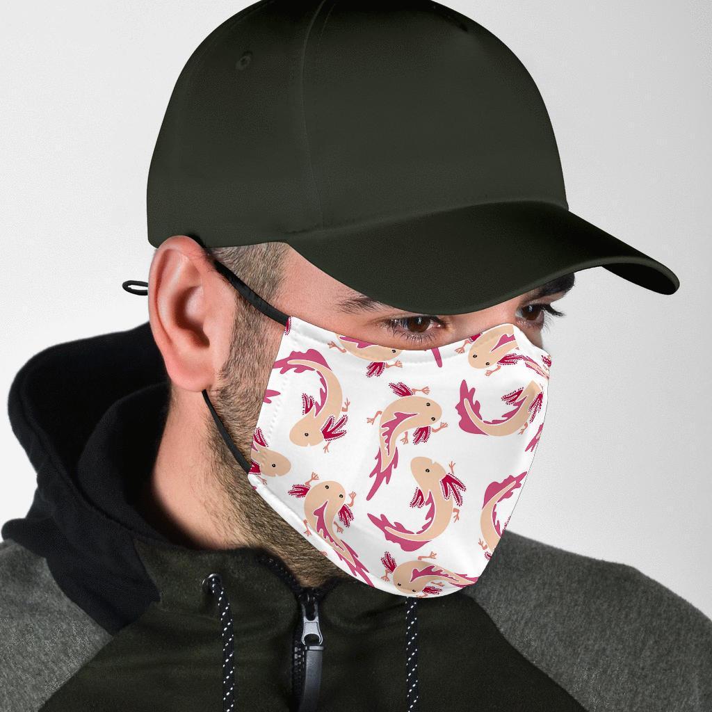 Axolotl White Pattern Print Face Mask-grizzshop