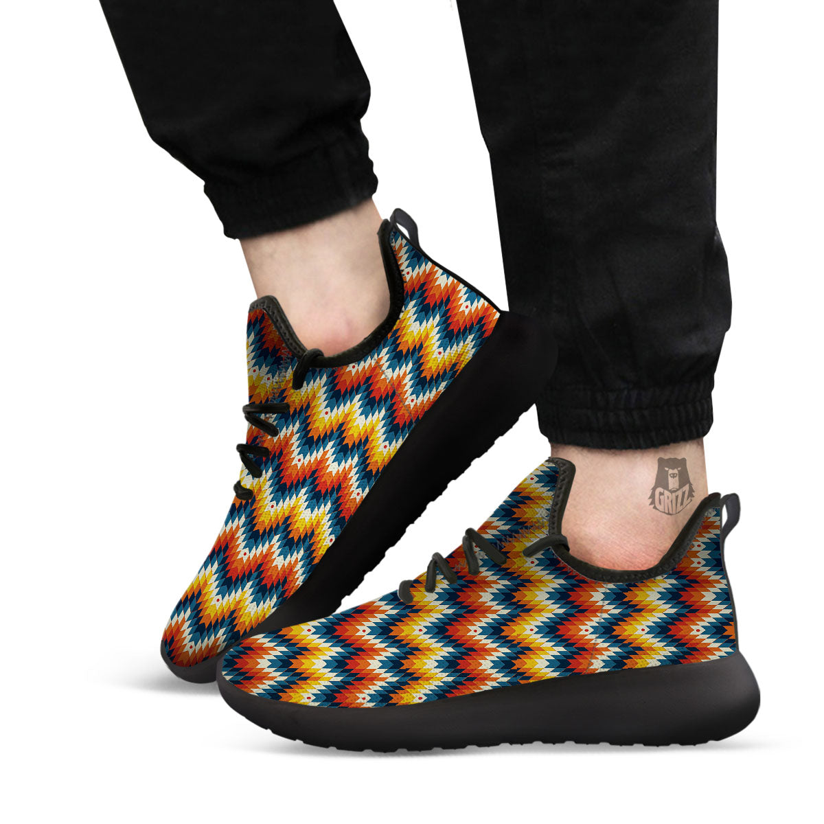 Aztec American Print Pattern Black Athletic Shoes-grizzshop