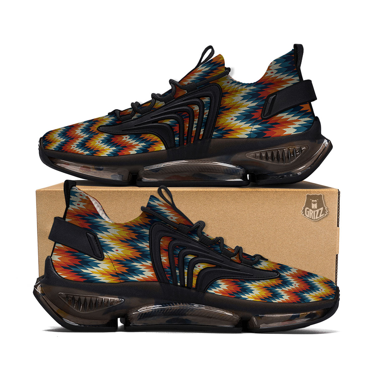 Aztec American Print Pattern Black Gym Shoes-grizzshop
