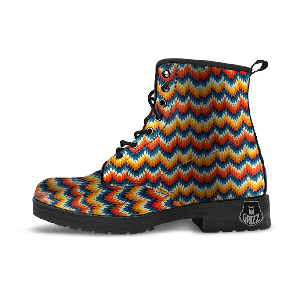 Aztec American Print Pattern Leather Boots-grizzshop
