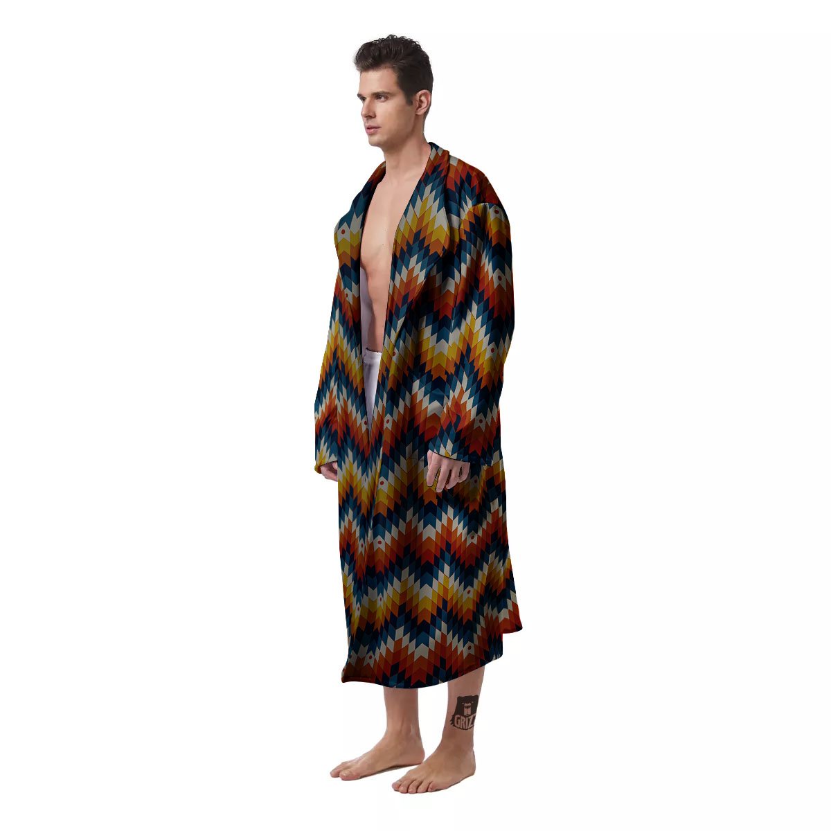 Aztec American Print Pattern Men's Robe-grizzshop