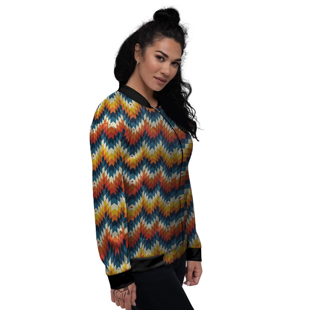 Aztec American Print Pattern Women's Bomber Jacket-grizzshop