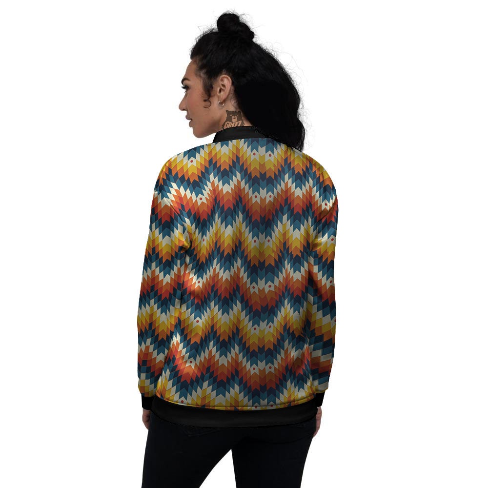 Aztec American Print Pattern Women's Bomber Jacket-grizzshop