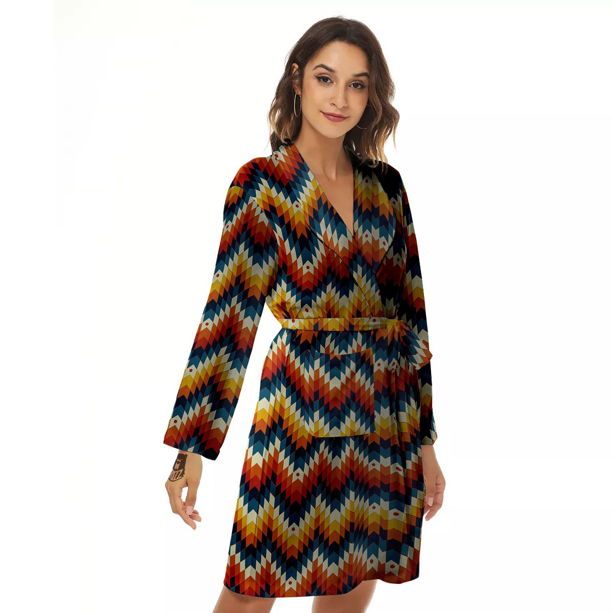 Aztec American Print Pattern Women's Robe-grizzshop