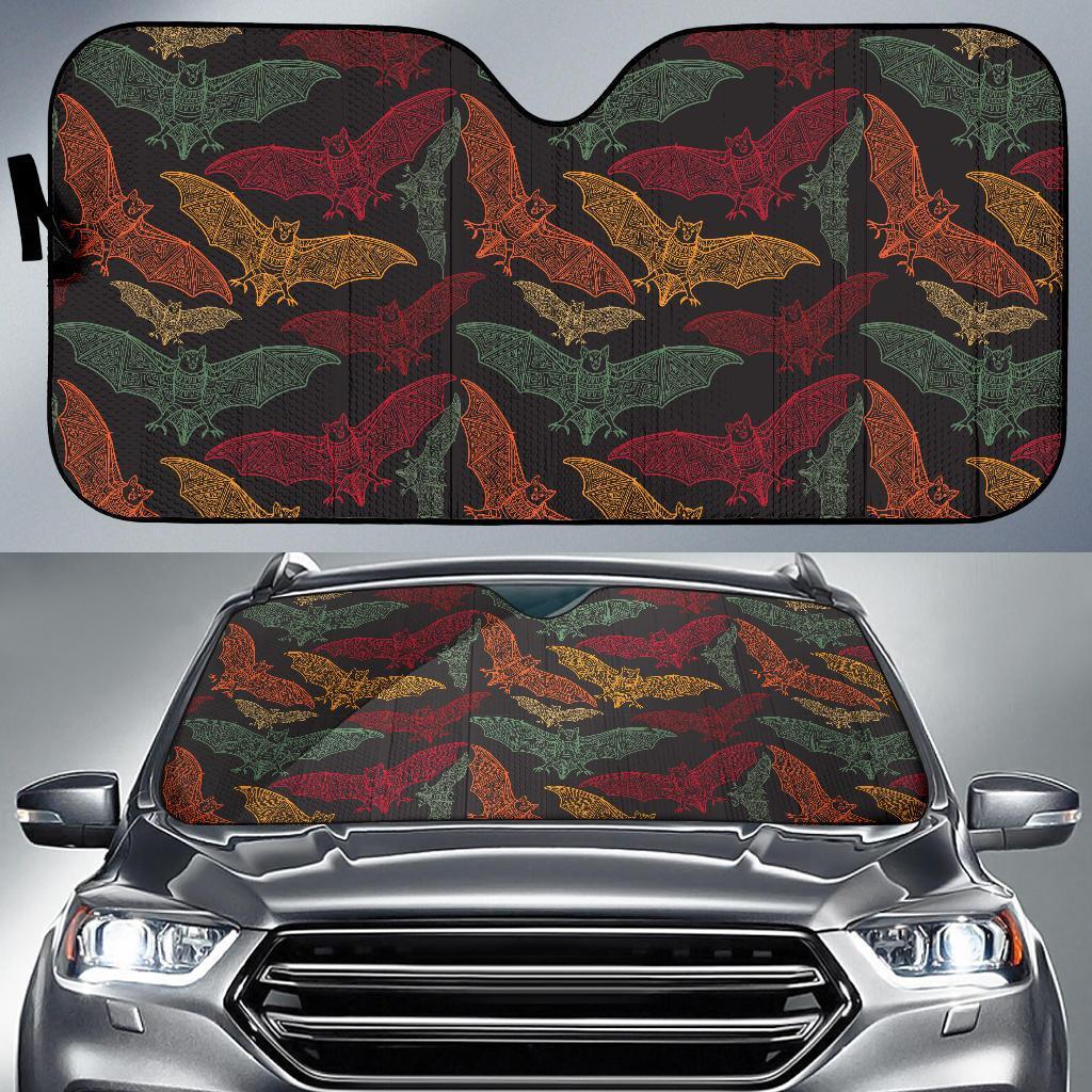 Aztec Bat Halloween Pattern Print Car Sun Shade-grizzshop