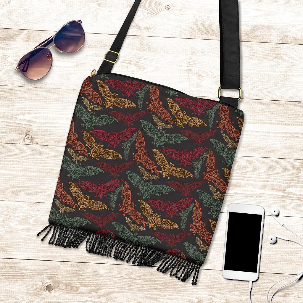 Aztec Bat Halloween Pattern Print Crossbody Bags-grizzshop