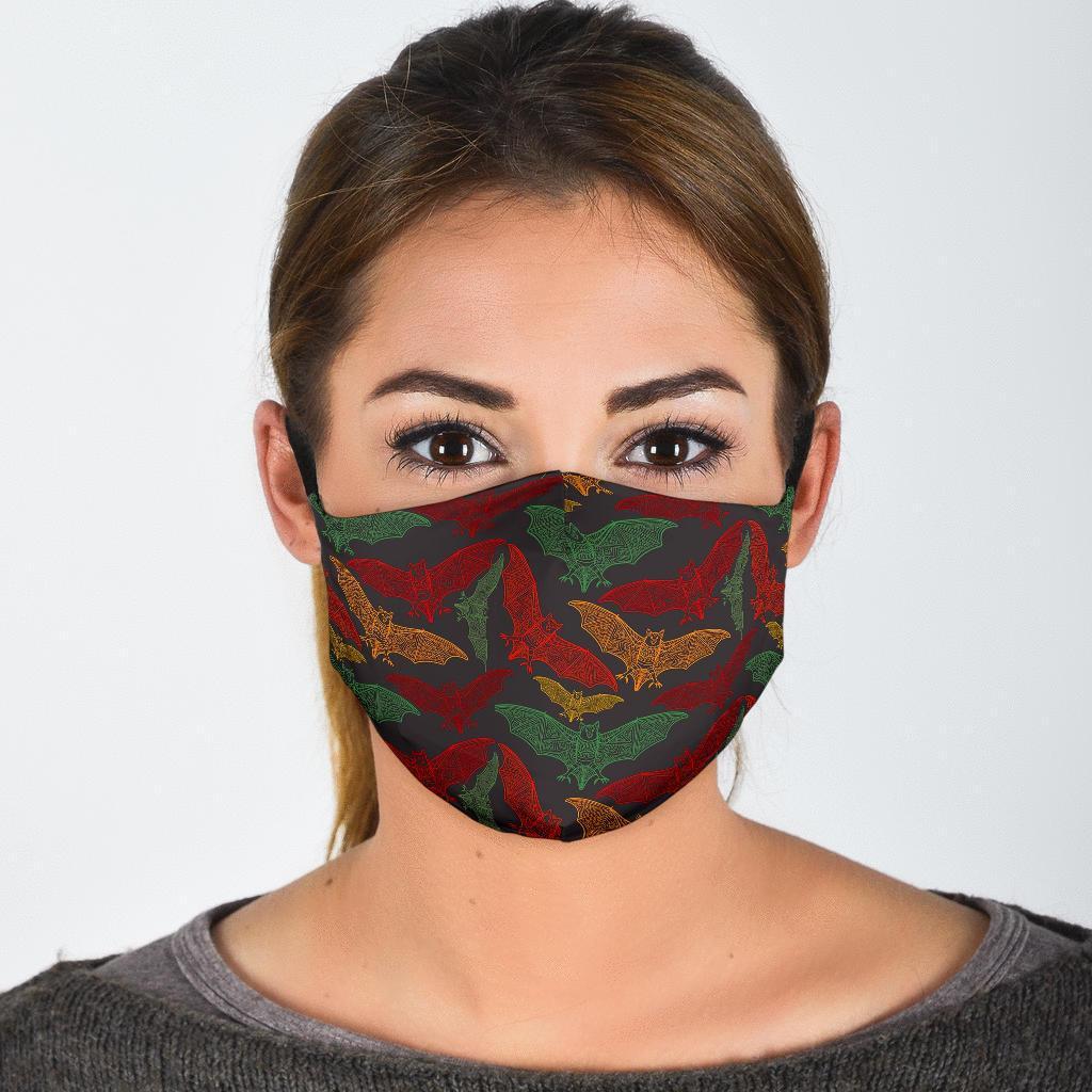 Aztec Bat Halloween Pattern Print Face Mask-grizzshop