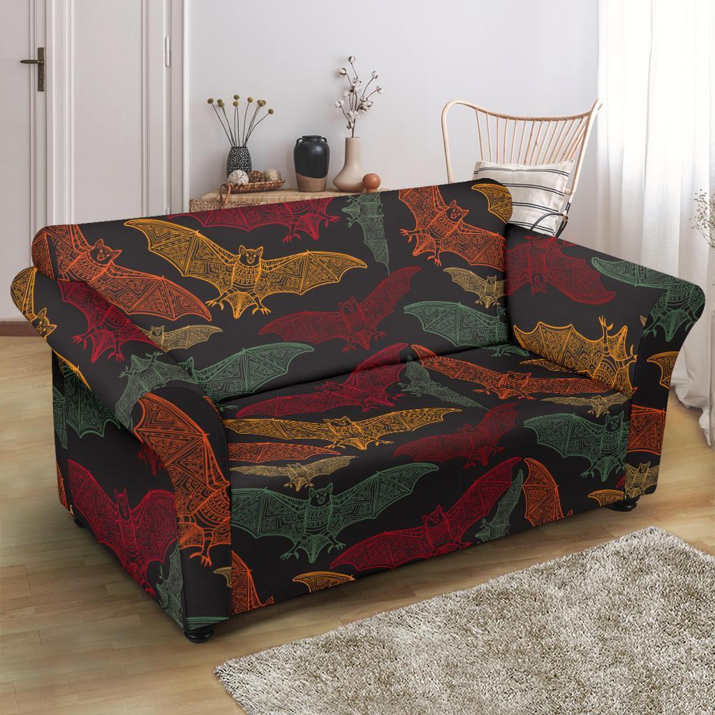 Aztec Bat Halloween Pattern Print Loveseat Cover-grizzshop