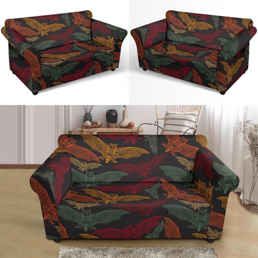 Aztec Bat Halloween Pattern Print Loveseat Cover-grizzshop