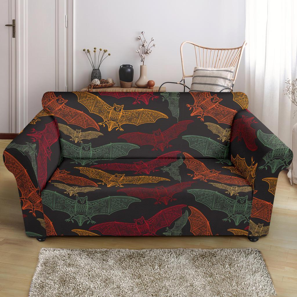 Aztec Bat Halloween Pattern Print Loveseat Cover-grizzshop