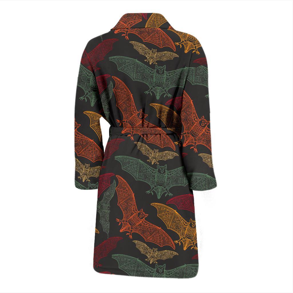 Aztec Bat Halloween Pattern Print Men Long Robe-grizzshop