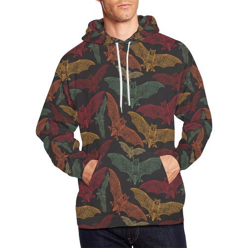 Aztec Bat Halloween Pattern Print Men Pullover Hoodie-grizzshop